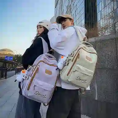 行途 高颜值学生大容量初高中大容量潮流印花学院风尼龙双肩包 男女同款 多色