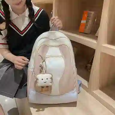 行途 高级感轻便颜值撞色 尼龙 双肩包 常规 女款 灰色/蓝色/粉色/蓝黄色