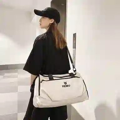 行途 大容量干湿分离 尼龙 收纳包登机包健身包 大号 男女同款情侣款 黑色/白色