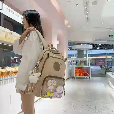 行途 卡通卡皮巴拉大容量可爱学生旅游 尼龙 痛包 女款