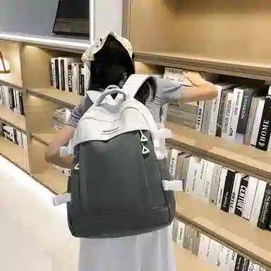 行途 潮流背包学生书包韩版时尚百搭简约 尼龙 双肩包 常规 男女同款情侣款 黑色/白色/绿色/卡其色