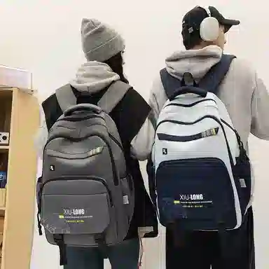 行途 休闲大容量 尼龙 双肩包 常规 男女同款情侣款 黑色/深灰色/浅灰色/深蓝色