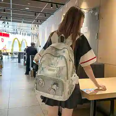 行途 新中式国风简约 条绒 双肩包 男女同款情侣款 灰色/粉色/卡其色/黄色/蓝色/绿色