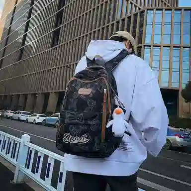 行途 高颜值学生大容量初高中大容量潮流印花学院风尼龙双肩包 男女同款 多色