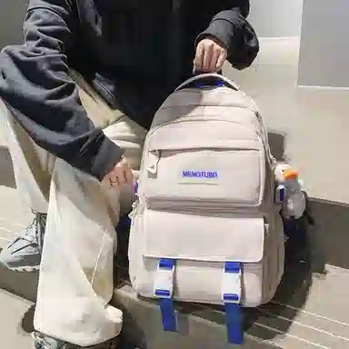 行途 大容量时尚潮流休闲简约 尼龙 双肩包 男女同款情侣款 黑色/白色/紫色/灰色