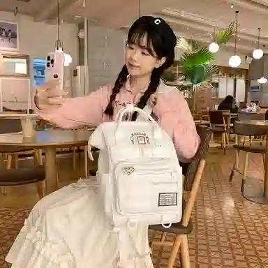 行途 百搭学院风高颜值 尼龙 双肩包 常规 女款 黑色/白色/黄色