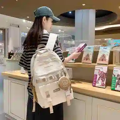 行途双肩包女款韩版百搭大容量初高中大学生书包休闲简约旅行背包尼龙多色