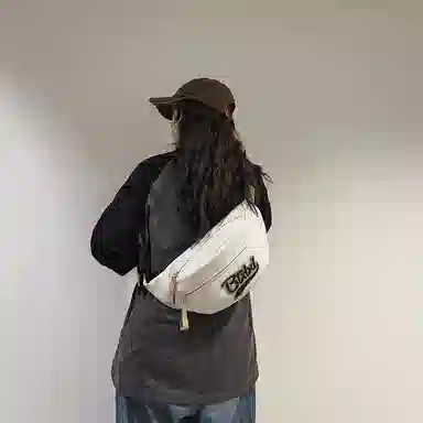 行途 时尚小众宽肩带可爱 尼龙 胸包腰包 男女同款情侣款 黑色/蓝色/红色/白色