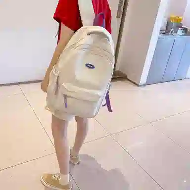 行途 大学生百搭日系高中生韩版中学生少年感 女款 尼龙 双肩包 黑色/蓝色/白色/紫色