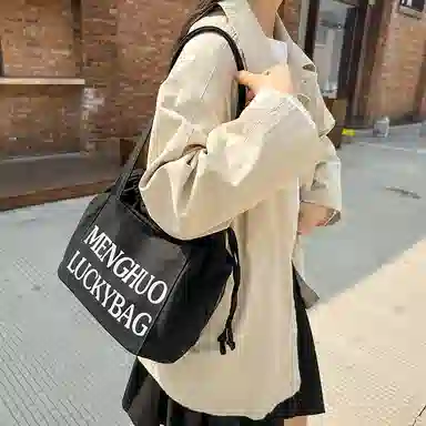 行途 休闲简约日常通勤时尚百搭 棉 单肩包 男女同款情侣款 黑色/白色/红色/黄色/卡其色/蓝色