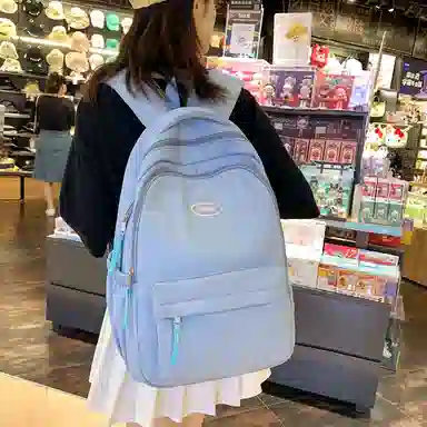 行途 大学生百搭日系高中生韩版中学生少年感 女款 尼龙 双肩包 黑色/蓝色/白色/紫色