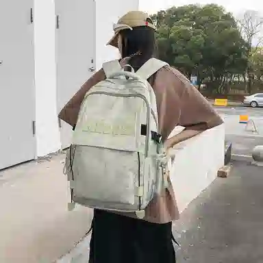 行途 时尚轻便简约百搭外出纯色 尼龙 旅行包双肩包 常规 男女同款情侣款 黑色/白色/红色/绿色