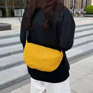 行途 潮牌学生简约百搭布袋背包休闲通勤腋下包 水洗布 斜挎单肩包 男女同款情侣款 黑色/白色/绿色/黄色/桔色