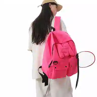 行途 高颜值大容量小众百搭设计旅行背包简约旅行书包 尼龙 双肩包 常规 男女同款情侣款 黄色/荧光绿/荧光粉