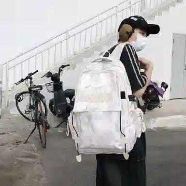 行途 时尚轻便简约百搭外出纯色 尼龙 旅行包双肩包 常规 男女同款情侣款 黑色/白色/红色/绿色