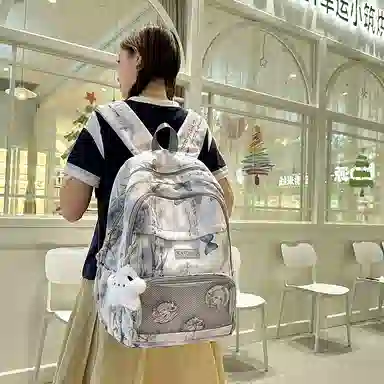 行途 新中式国风简约 条绒 双肩包 男女同款情侣款 灰色/粉色/卡其色/黄色/蓝色/绿色