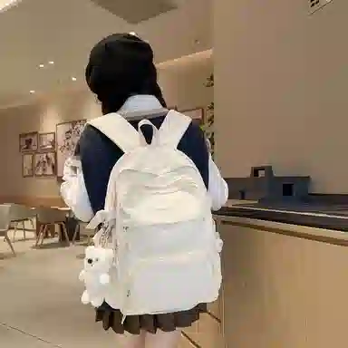 行途 小清新大容量百搭休闲 尼龙 双肩包 男女同款情侣款 黑色/白色/黄色/紫色/蓝色