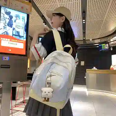 行途 高级感轻便颜值撞色 尼龙 双肩包 常规 女款 灰色/蓝色/粉色/蓝黄色