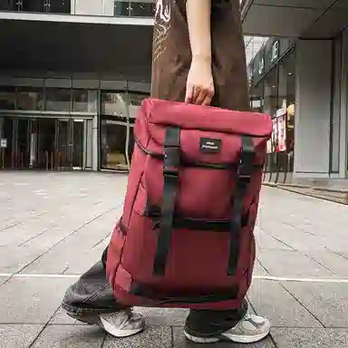 行途 简约休闲大容量 尼龙 双肩包 男女同款情侣款 黑色/酒红色/白色