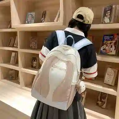 行途 高级感轻便颜值撞色 尼龙 双肩包 常规 女款 灰色/蓝色/粉色/蓝黄色