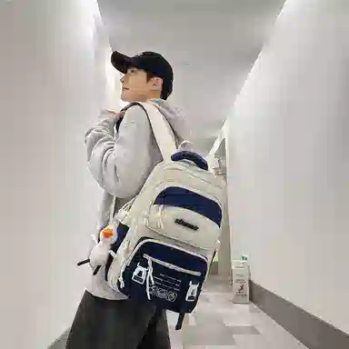 行途 休闲简约撞色便携 尼龙 双肩包 男女同款情侣款 多色