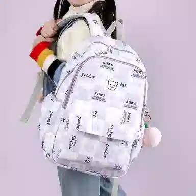 行途 书包初中生卡通印花大容量背包高中生大学生 双肩包 女款 尼龙布 多色