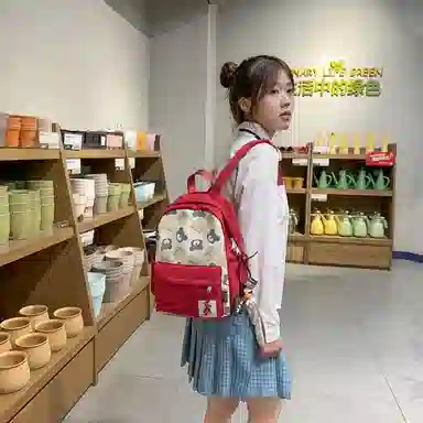 行途 卡通小熊印花校园风学生 尼龙 书包背包双肩包 女款 多色