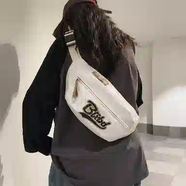 行途 时尚小众宽肩带可爱 尼龙 胸包腰包 男女同款情侣款 黑色/蓝色/红色/白色