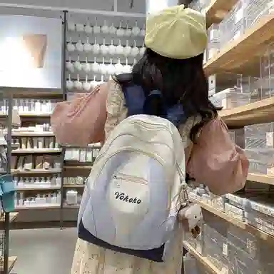 行途 高级感轻便颜值撞色 尼龙 双肩包 常规 女款 灰色/蓝色/粉色/蓝黄色