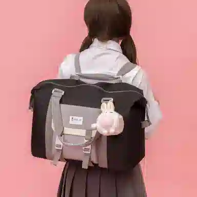 行途 防泼水旅行包大容量时尚潮流牛津布单肩包休闲简约可爱挂件健身包 中号 女款 多色