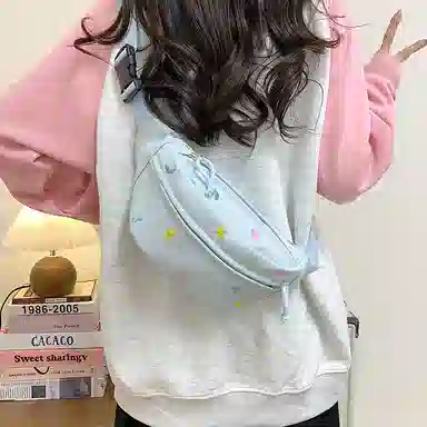 行途 可爱卡通休闲运动斜挎包轻便旅行胸前防水 帆布 帆布包腰包 女款 多色