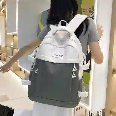 行途 潮流背包学生书包韩版时尚百搭简约 尼龙 双肩包 常规 男女同款情侣款 黑色/白色/绿色/卡其色