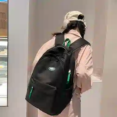 行途 大学生百搭日系高中生韩版中学生少年感 女款 尼龙 双肩包 黑色/蓝色/白色/紫色