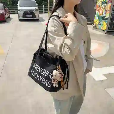 行途 休闲简约日常通勤时尚百搭 棉 单肩包 男女同款情侣款 黑色/白色/红色/黄色/卡其色/蓝色