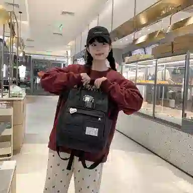 行途 百搭学院风高颜值 尼龙 双肩包 常规 女款 黑色/白色/黄色