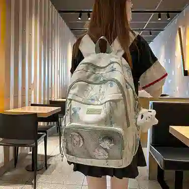 行途 新中式国风简约 条绒 双肩包 男女同款情侣款 灰色/粉色/卡其色/黄色/蓝色/绿色