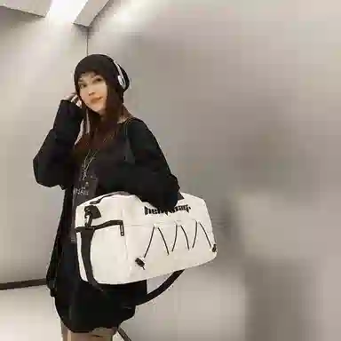 行途 大容量干湿分离 牛津布 手提单肩斜挎旅行包健身包 大号 男女同款情侣款 黑色/白色/蓝色/卡其色