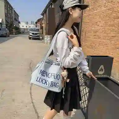 行途 休闲简约日常通勤时尚百搭 棉 单肩包 男女同款情侣款 黑色/白色/红色/黄色/卡其色/蓝色