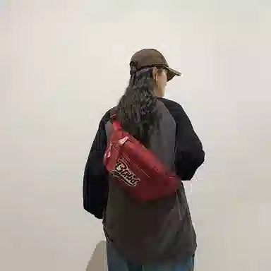 行途 时尚小众宽肩带可爱 尼龙 胸包腰包 男女同款情侣款 黑色/蓝色/红色/白色