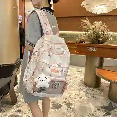 行途 新中式国风简约 条绒 双肩包 男女同款情侣款 灰色/粉色/卡其色/黄色/蓝色/绿色