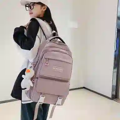 行途 大容量时尚潮流休闲简约 尼龙 双肩包 男女同款情侣款 黑色/白色/紫色/灰色