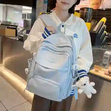 行途 小清新大容量百搭休闲 尼龙 双肩包 男女同款情侣款 黑色/白色/黄色/紫色/蓝色