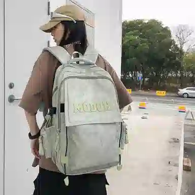 行途 时尚轻便简约百搭外出纯色 尼龙 旅行包双肩包 常规 男女同款情侣款 黑色/白色/红色/绿色