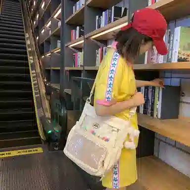 行途 简约时尚校园初中生大容量背包可爱托特包 涤棉 单肩斜挎包 女款 黑色/白色/卡其色/蓝色/黄色/紫色