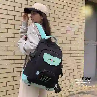 行途 学生书包女日系双肩包尼龙时尚潮流百搭休闲背包大容量中学生背包 多色