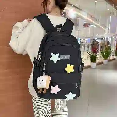 行途 可爱简约学院风 尼龙 双肩包 常规 女款 黑色/粉色/绿色/紫色