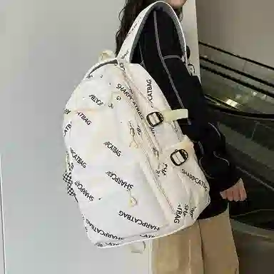 行途 简约旅行轻便休闲百搭 尼龙 双肩包 男女同款情侣款 黑色/白色/蓝色/卡其色