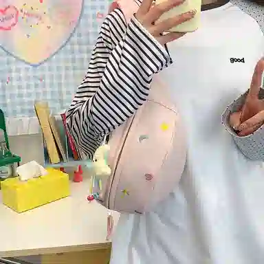 行途 可爱卡通休闲运动斜挎包轻便旅行胸前防水 帆布 帆布包腰包 女款 多色