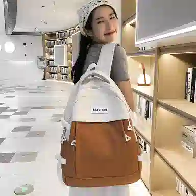 行途 潮流背包学生书包韩版时尚百搭简约 尼龙 双肩包 常规 男女同款情侣款 黑色/白色/绿色/卡其色