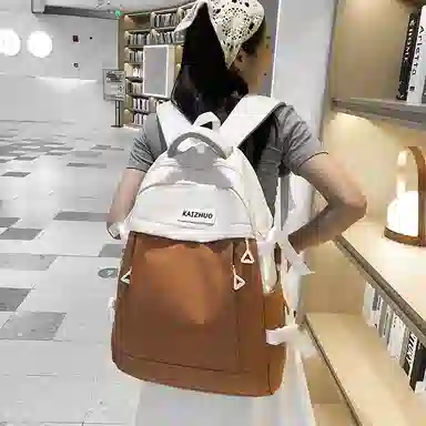 行途 潮流背包学生书包韩版时尚百搭简约 尼龙 双肩包 常规 男女同款情侣款 黑色/白色/绿色/卡其色